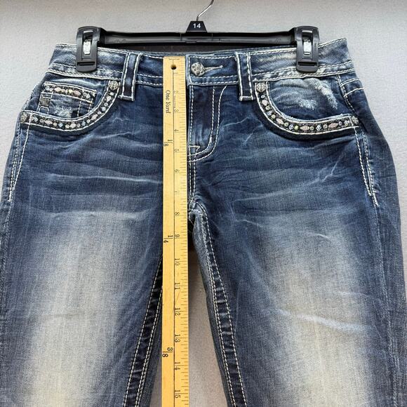 Miss Me Jeans Women's 27x31 Blue Signature Skinny Mystic Embellished Preppy - Picture 11 of 12